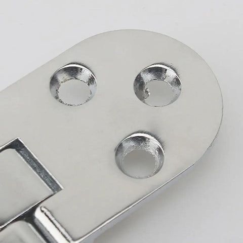 Close-up of Self Supporting Zinc Alloy Folding Table Hinge With Flush Mount For Cabinets Furniture Desks And Sewing Machines
