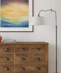 Rodeo Floor Lamp With Swing Arm 60 Inch Tall Dope Antique Pewter Finish Adjustable Shade With Locking Joint in modern room.