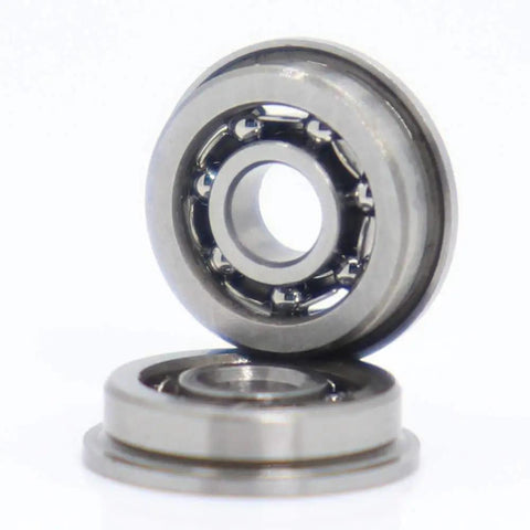 Get Your Hands On 10 Pc MF93 Flanged Ball Bearings For Mini Gearheads With 3mm Bore And 9mm Outer Diameter ABEC 3 Grade Open Design showing two chrome steel bearings.