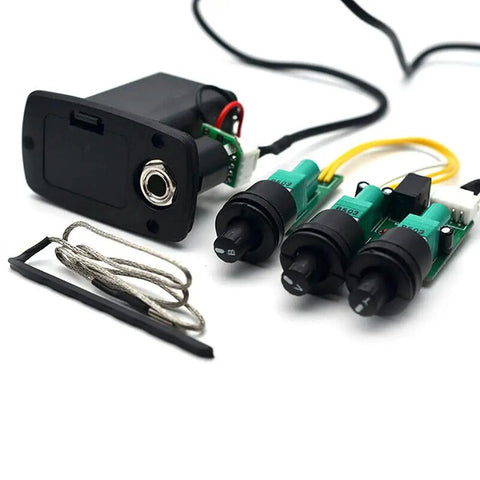 3 Band Guitar Piezo Pickup Preamp System Kit for Acoustic and Classical Guitars with 6.35mm Output Built In Equalizer Easy Install Replacement