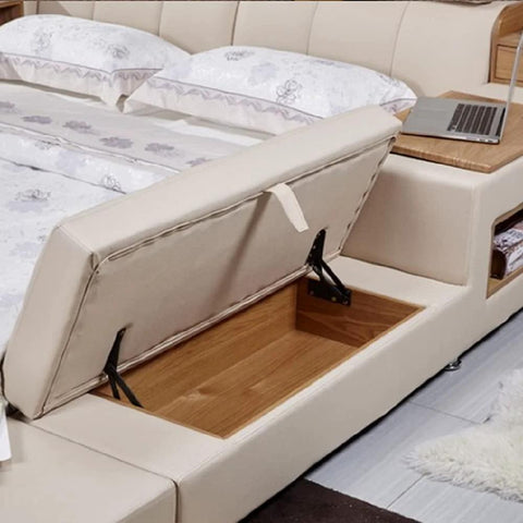 Open storage compartment showing two pieces 80 degree foldable lift bracket with black spring hinge for sofa lifters and furniture storage hinges.