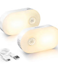Rechargeable Battery Night Light With Motion Sensor USB C Quick Charge Adjustable Brightness Warm White LED Stick On Light