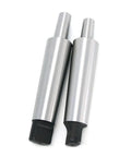 Dude, grab this Awesome Morse Taper Shank Drill Chuck Holder For Your MT1 To 5 Lathe Or Milling Machine Tool Set With Bore Sizes From 10mm To 22mm For Serious Drilling Action And Rock Solid Clamping Power In Any Garage Job Today. Close-up of two Morse taper drill chuck holders with smooth silver finish.
