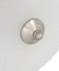 Close-up of Round Bath Fan With Light In Nickel Finish, 70 CFM Vent With Decorative Grill And Frosted Glass Lens detail