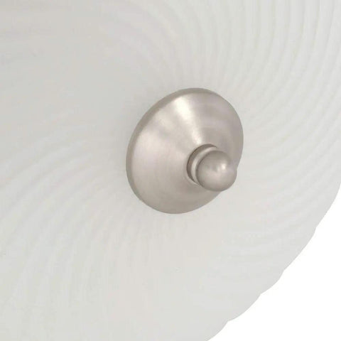 Close-up of Round Bath Fan With Light In Nickel Finish, 70 CFM Vent With Decorative Grill And Frosted Glass Lens detail