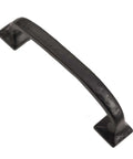 Rustic Cast Iron Cabinet Pull Handle With Modern Texture, Four And One Eighth Inch Center To Center, Five Inch Length, Black Powder Coat Finish
