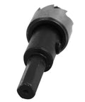 Close-up of 17.5mm Hole Saw from 65mm Length HSS Spring Loaded Twist Drill Bits Set, showing hex shank for secure grip.