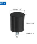 Four Pack Adjustable Rubber Leveling Feet For Tables And Chairs With M6 X 10mm Studs, 1.02 By 1.26 Inches, Black
