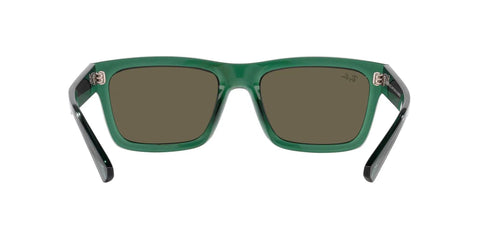Front view of Warren Rectangular Sunglasses For Men Not Polarized 57mm Frames In Transparent Green And Brown Classic Everyday Vibe Shades With UV Protection Lightweight Comfort All Day Wear