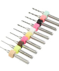 Carbide PCB Drill Bit Kit 10Pcs Pro Grade For Mini Circuit Boards CNC Milling with colored spindle rings