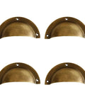 4 Pack Antique Brass Cup Shell Drawer Pulls For Kitchen Cabinets, Dressers, And Wardrobes, Vintage Bedside Cupboard Handles