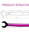 Purple N Type Torque Wrench 1 Newton Meter, 20 mm Opening, with diagram showing structure and measurements