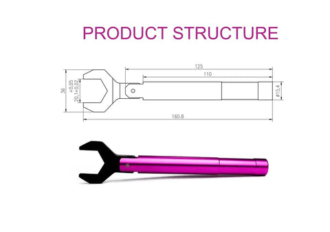 Purple N Type Torque Wrench 1 Newton Meter, 20 mm Opening, with diagram showing structure and measurements