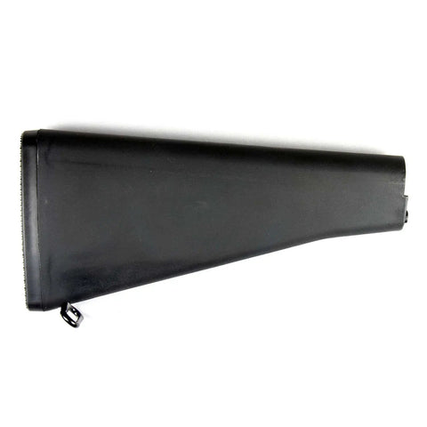 Black Fixed A2 Style Rifle Length Stock For AR Platform Builds, Durable Polymer Construction, side view
