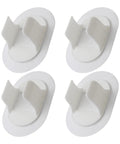 Four white plastic clamps from Washing Machine Hose Clamp Kit No Drill Wall Mount For 30 To 38 mm Hoses White Four Pack