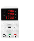 Front view of Beefy Adjustable Lab Power Supply 30V 10A Voltage Regulator With 110V 220V AC Input Low Ripple Cooling Fan Over Voltage Over Current Protection unit with display and controls