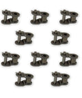 Pack of ten ANSI 35 Roller Chain Offset Link Half Link Three Eighths Inch Pitch for chain adjustments and repairs.