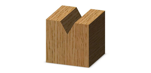 Wood sample engraved with V Groove Router Bit With 60 Degree Included Angle Three Flutes Solid Carbide One Quarter Inch Cutting Diameter.