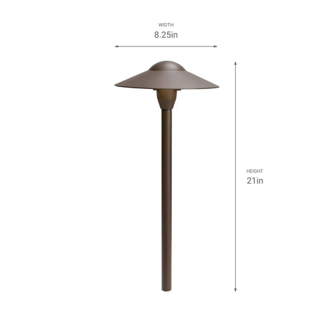 8 Inch Outdoor LED Path Light In Textured Architectural Bronze With 12V Adjustable Exterior Dome Light side view