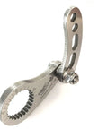 Universal Ebike Torque Arm V5 For Front Or Rear Motors With 12mm, 14mm, And 16mm Axles And Threaded Eyelet Near Axle, Stainless Steel 3mm Body, Flexible Splined Insert For 50 Angle Positions, Easy Mount And Solid Protection. stainless steel torque arm with slotted eyelet