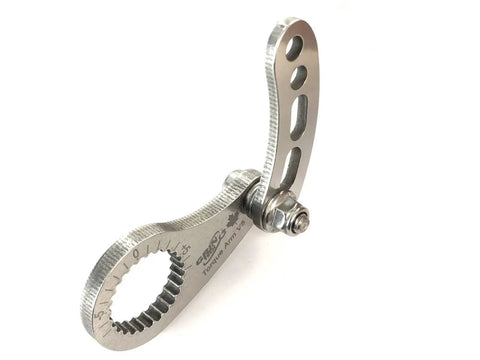 Universal Ebike Torque Arm V5 For Front Or Rear Motors With 12mm, 14mm, And 16mm Axles And Threaded Eyelet Near Axle, Stainless Steel 3mm Body, Flexible Splined Insert For 50 Angle Positions, Easy Mount And Solid Protection. stainless steel torque arm with slotted eyelet