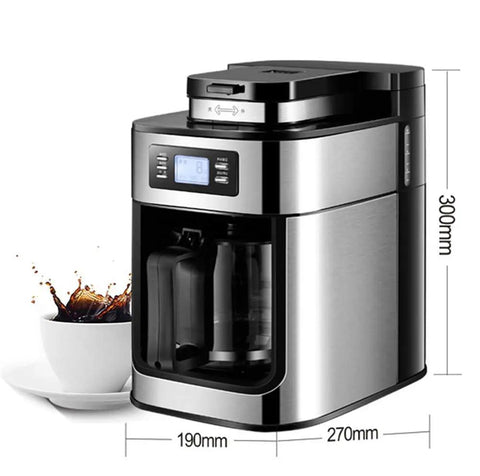 All In One Coffee Maker With Milk Frother And Dual Use Ground Or Bean Coffee System Easy Clean Design Transparent Water Tank
