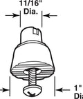 Diagram showing dimensions of 1 Inch Black Rubber Replacement Tips For Drop Down Door Holders 2 Pack Durable Friction Bumpers
