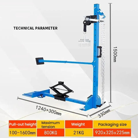 Beefy 1763 Lb Car Dent Puller Tool for doors, wheel arches, and body repairs showing technical parameters and dimensions.