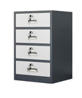 Blue Metal Office Storage Cabinet With Four Lockable Drawers And Adjustable Shelves, Mobile Design For Home And Office, space saving view