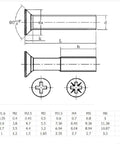 Technical drawing of Real Deal 304 Stainless Steel Brass Fastener Assortment with sizes and dimensions for screws.