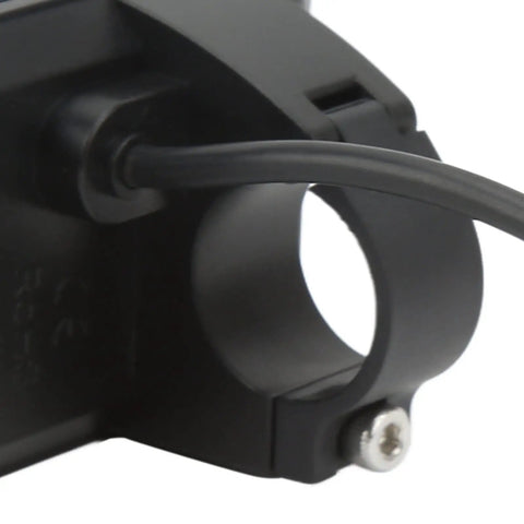 Close-up of mounting bracket and cable for 36V Electric Bike LCD Display Panel With 5 Pin Waterproof Interface on 22.2mm handlebar