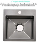 15 Inch Black Bar Sink Drop In For RV And Small Kitchen, 16 Gauge Stainless Steel Deep Single Bowl, Matte Black Gunmetal Finish