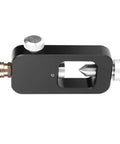 Side view of Portable Scuba Tank Refill Adapter Aluminum Alloy Tank Fill Station with inlet and knobs for diving gear