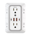 Heavy Duty 6 Outlet Splitter Surge Protector With 4 Usb Ports And Dual Type C Plug And Play Wall Expander Power Strip front view