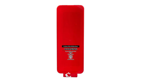 Heavy Duty White Outdoor Fire Extinguisher Cabinet With Red Pull Cover For Standard 10 Pound Units Built Tough Exterior Lock Box Surface Mounted Rock Solid Safety Storage Container