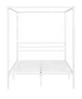 Full Size Canopy Bed Frame with Heavy Duty Metal Slats in White Four-Poster Style showcasing the framework and slats design.
