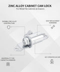 Zinc Alloy Cam Lock Replacement Hardware For Metal File Cabinets And Drawers Office Storage Security Upgrade Kit 1 Pack