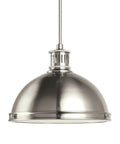 Pratt Street Two Light Pendant in Brushed Nickel Modern Metal Fixture for Wet Locations, Energy Star Qualified
