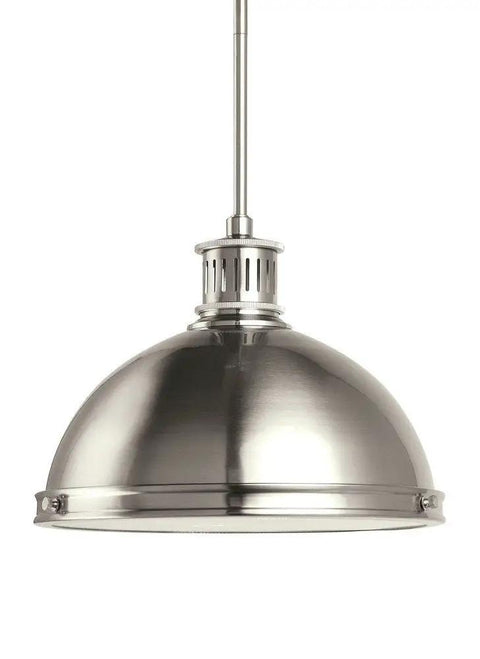 Pratt Street Two Light Pendant in Brushed Nickel Modern Metal Fixture for Wet Locations, cETL Listed, Energy Star Qualified