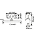 No Stress Stainless Steel Casters With Slick Bearing Rollers Retractable Four Wheel Sliding Door Pulley Kit dimensions illustration