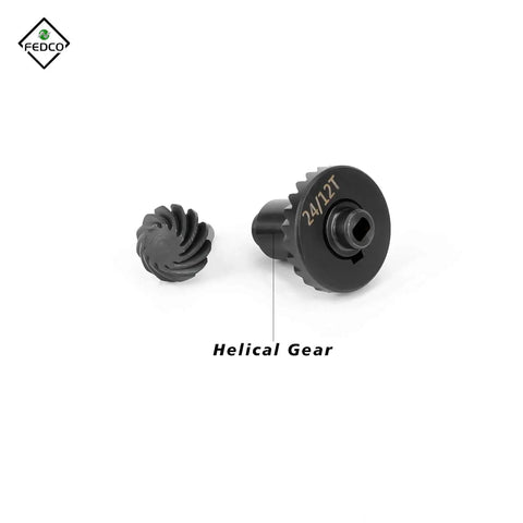 HobbyPlus CR18P Overdrive Helical Gear Set 24T And 12T for 1 18 Scale RC Crawlers close-up view.