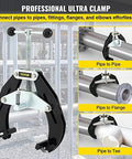 VEVOR pipe clamp, 2 to 6 in, high-strength steel with quick-acting screws, black