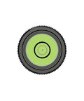 Bubble Spirit Level, Quick Horizon Leveling Tool for Camera Rigs, top view of round bubble gauge in vibrant green.