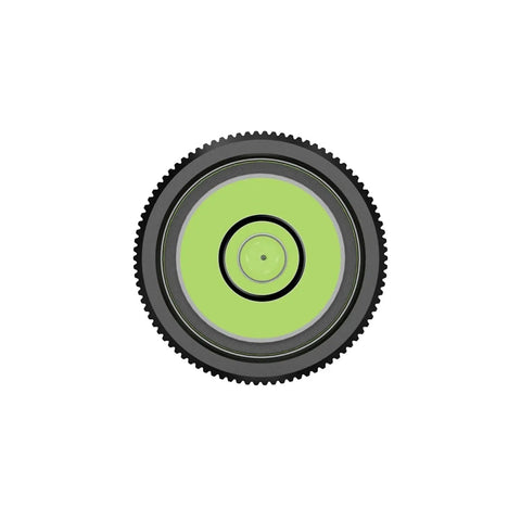 Bubble Spirit Level, Quick Horizon Leveling Tool for Camera Rigs showing a round green liquid level indicator from the top.