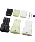Badass Industrial Grade Heavy Gauge 3 Pin Sealed Male Female Pigtail Wire Harness connectors, black and white plastic, electrical use.