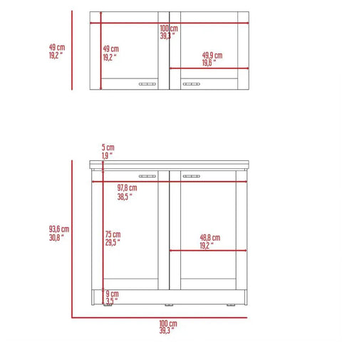 Premium Top Tier Two Piece Cabinet Set In Light Gray With Hella Ample Storage Space Super Fast No Hassle Setup And Smooth Clean Design For Everyday Home Use dimensions illustration with measurements.