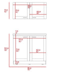 Dimensions of Premium Light Gray Two Piece Cabinet Set With Adjustable Modular Countertops High And Low Profiles Ample Storage.