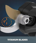 Close-up of the Nitro 20V Cordless Pruning Shear with titanium plated blade and brushless motor, cutting up to 1 inch.