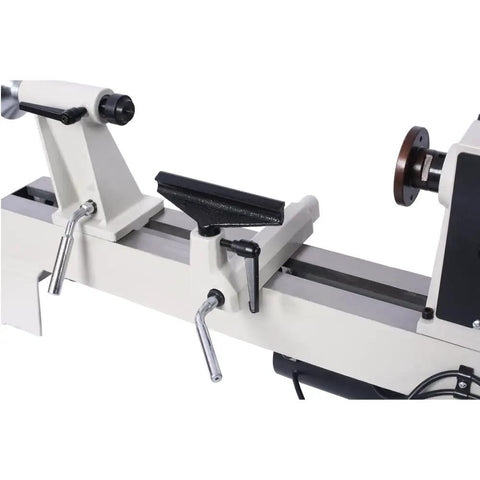 Top Shelf Benchtop Wood Lathe Machine with adjustable tailstock and tool rest for precision woodturning projects.