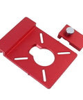 Solid Aluminum Router Guide Rail Adapter With Secure Rail Stop For Fixed Base Trim Routers, 4.96x3.54 inch, red, for precision woodworking.